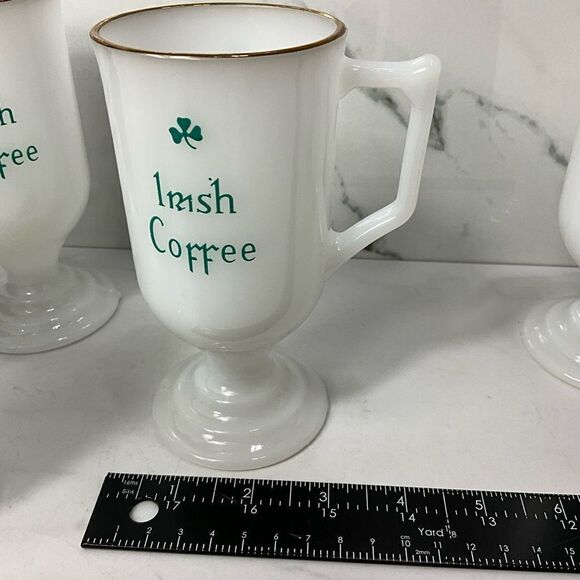 VINTAGE Irish Coffee Milk Glass Pedestal coffee mugs - Picture 7 of 7